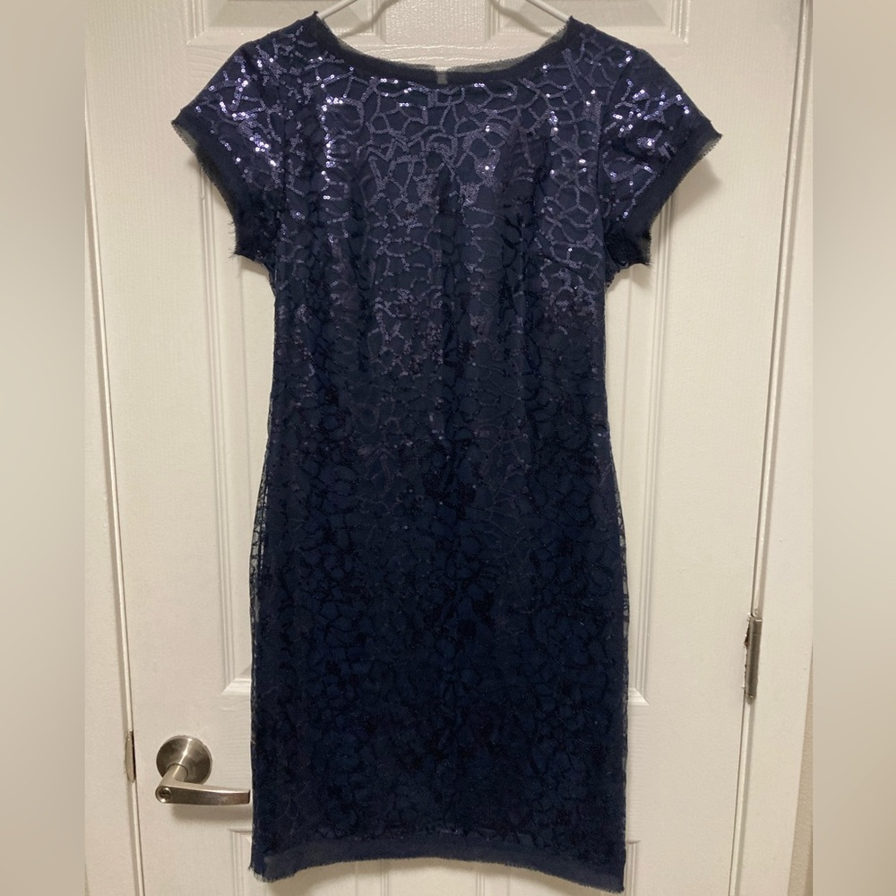 *Vince Camuto Blue Sequin Sheath Mini Dress #F
